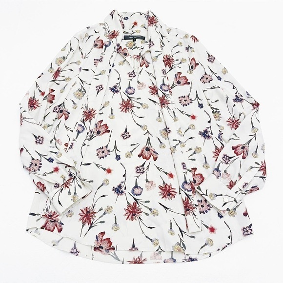 Pink Tartan Flower Printed Long Sleeve Button Blouse SZ S - Picture 2 of 6